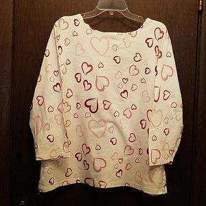Talbots hearts 3/4 sleeve tee